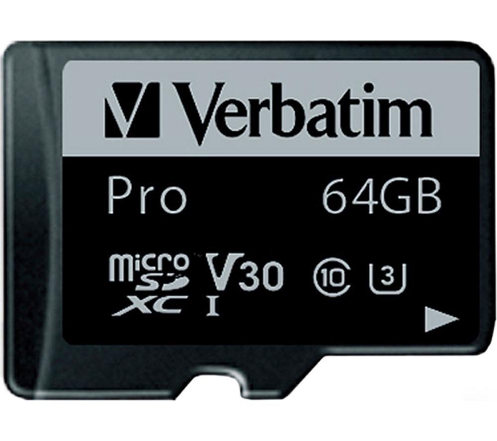 VERBATIM Pro High Performance Class 10 microSDXC Memory Card - 64 GB image number 2 of 4