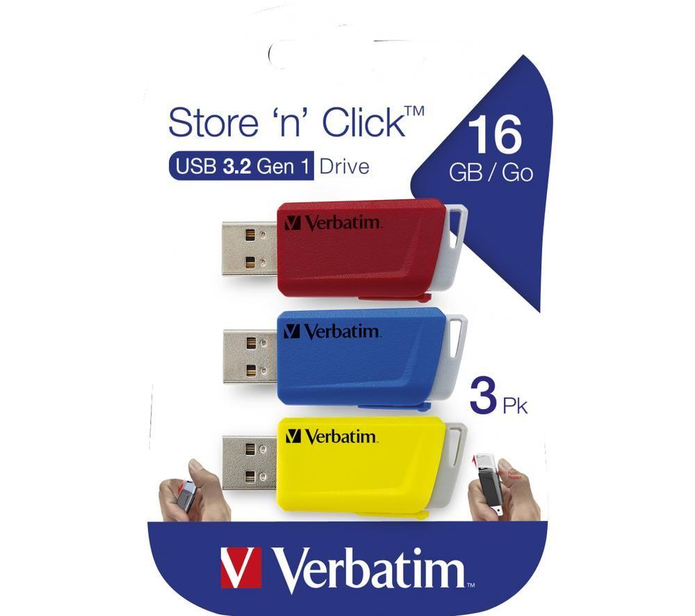 VERBATIM Store 'n' Click USB 3.2 Memory Stick - 16 GB, Pack of 3 image number 13 of 13