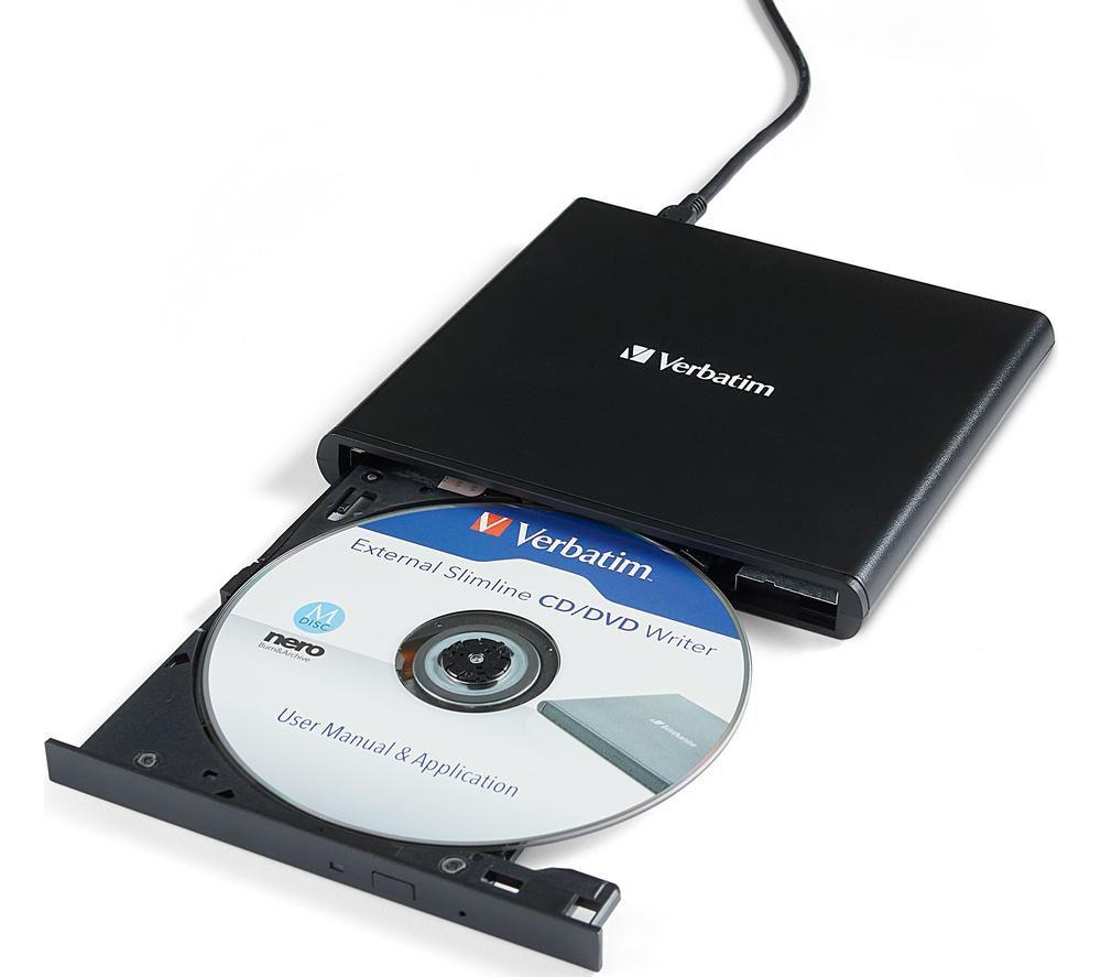 VERBATIM Slimline 98938 External CD/DVD Writer - Black image number 4 of 9
