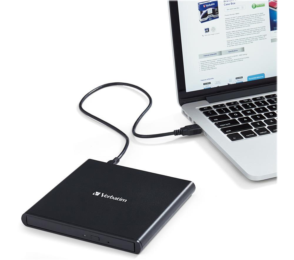 VERBATIM Slimline 98938 External CD/DVD Writer - Black image number 5 of 9