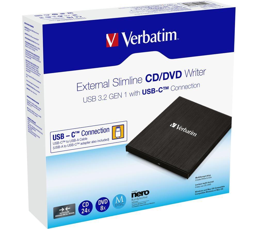 VERBATIM Slimline 43886 External CD/DVD Writer - Black image number 6 of 6