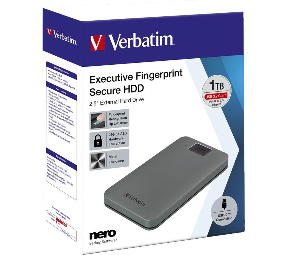 VERBATIM Executive Fingerprint Secure External HDD - 1 TB image number 8 of 8