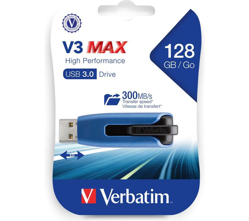 VERBATIM Store 'n' Go V3 Max USB 3.0 Memory Stick - 128 GB, Blue image number 5 of 5