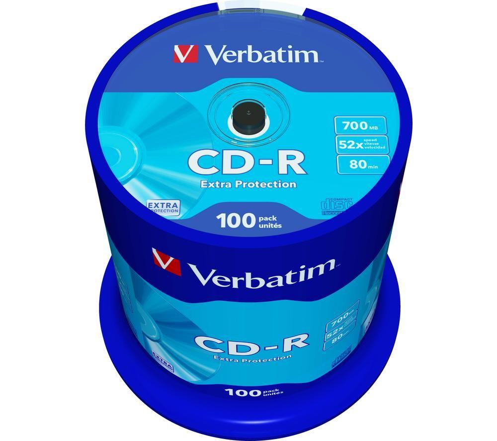 VERBATIM 52x CD-R Blank CDs - Pack of 100 image number 3 of 5