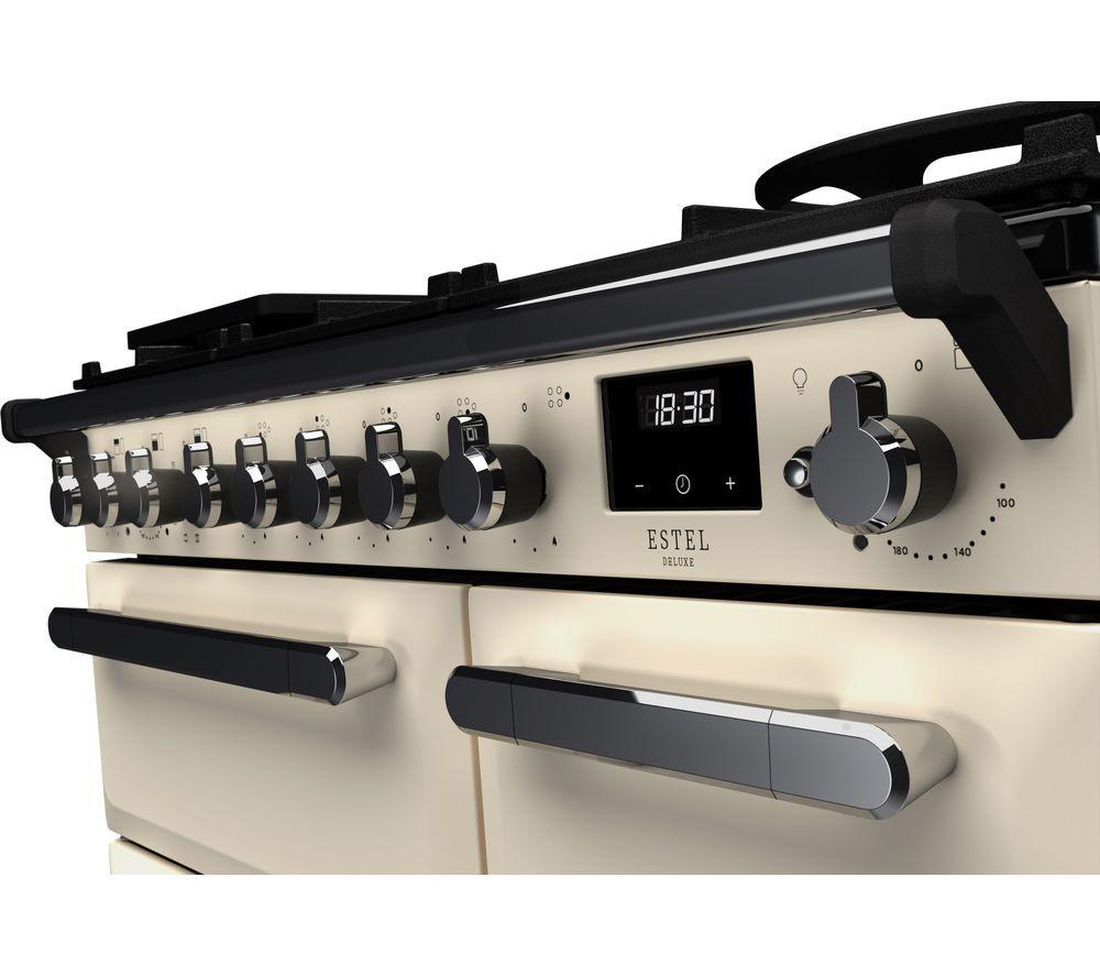 RANGEMASTER Estel Deluxe ESDL90DFPPCR/CM1 90 cm Dual Fuel Range Cooker - Pale Cream & Chrome image number 2 of 2