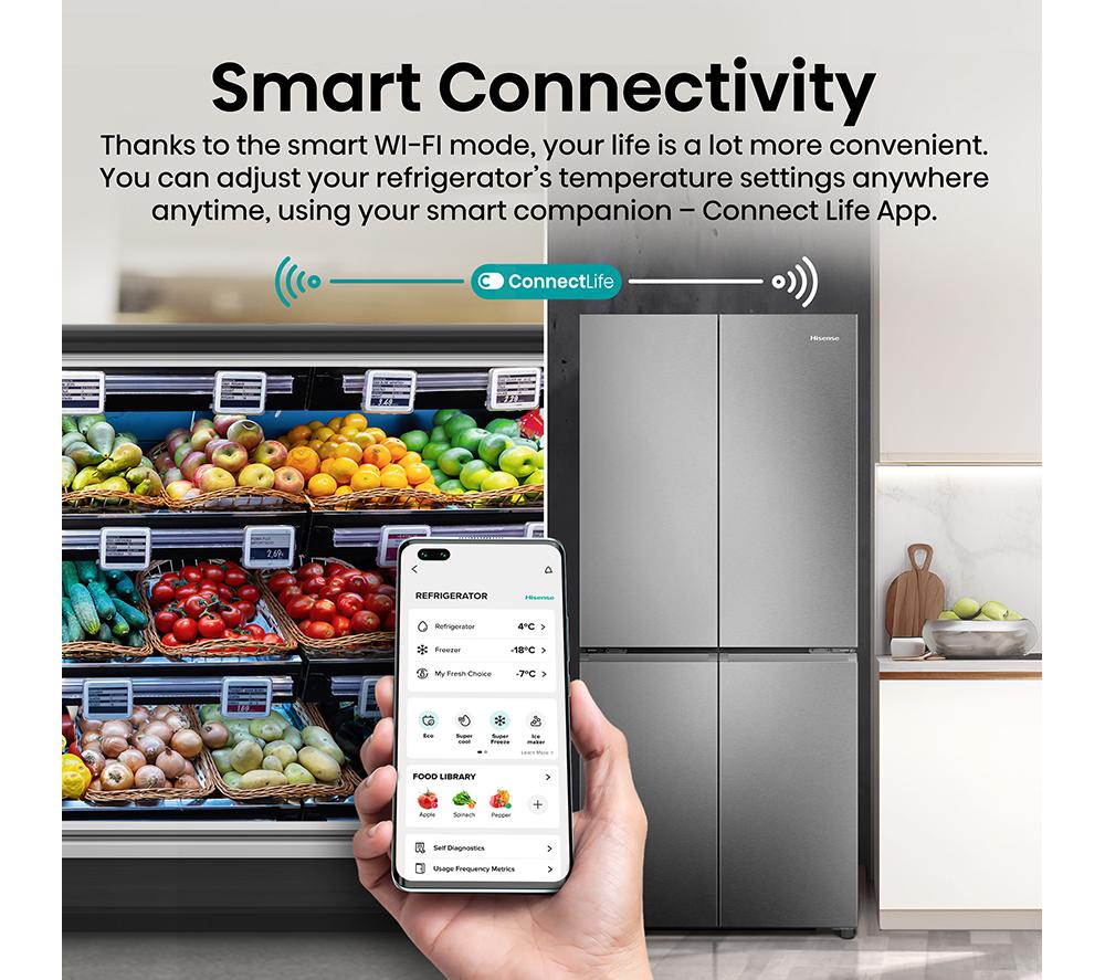 HISENSE PureFlat RQ5P470SAID Fridge Freezer - Silver Stainless Steel image number 7 of 13