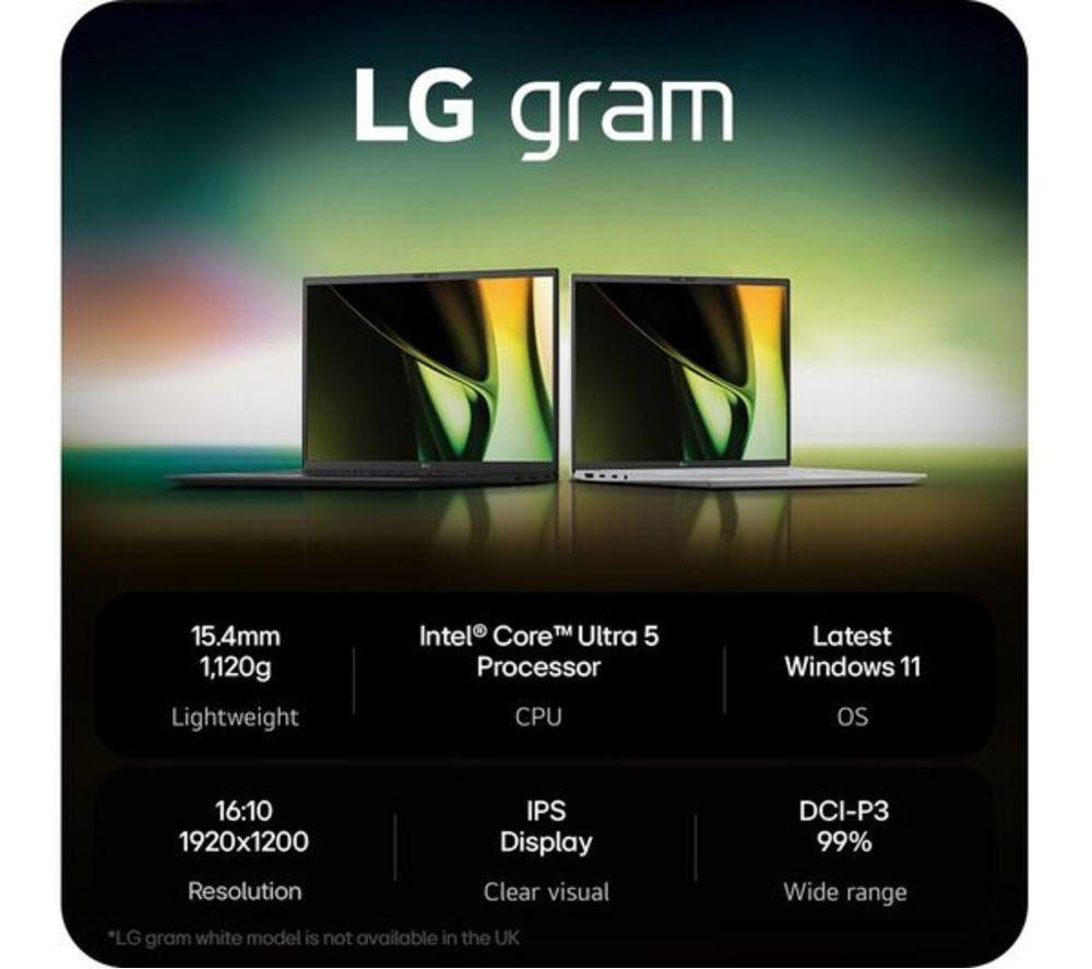 LG gram 14 14Z90S-G.AR55A1 14" Refurbished Laptop - Intel&reg; Core&trade; Ultra 5, 512 GB SSD, Black (Excellent Condition) image number 2 of 14