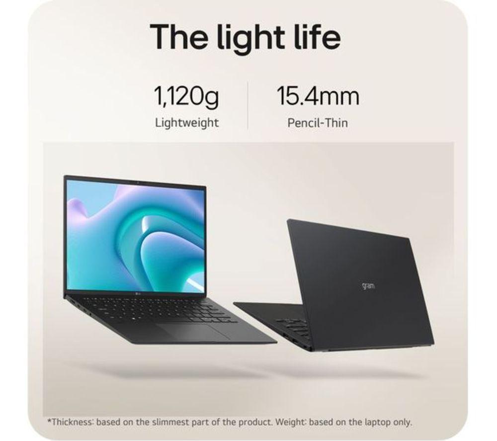 LG gram 14 14Z90S-G.AR55A1 14" Refurbished Laptop - Intel&reg; Core&trade; Ultra 5, 512 GB SSD, Black (Excellent Condition) image number 3 of 14