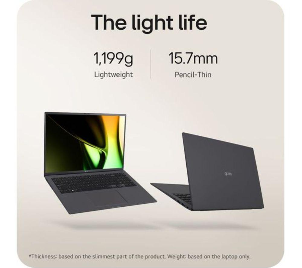 LG gram 16 16Z90S-G.AR56A1 16" Refurbished Laptop - Intel&reg; Core&trade; Ultra 5, 512 GB SSD, Dark Grey (Very Good Condition) image number 3 of 14