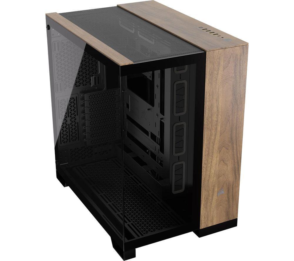 CORSAIR 6500X ATX Mid-Tower Dual-Chamber PC Case - Black & Walnut Wood, Tempered Glass