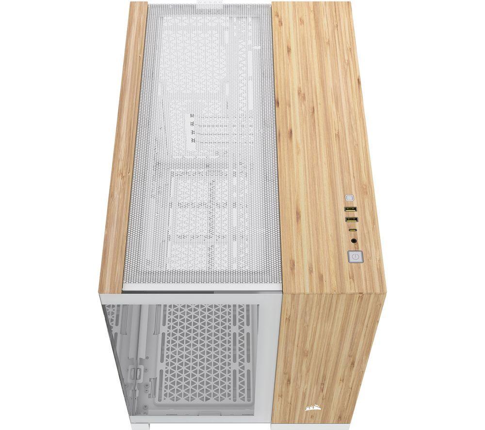 CORSAIR iCUE LINK 2500X RGB Micro-ATX Mid Tower PC Case - White & Bamboo Wood