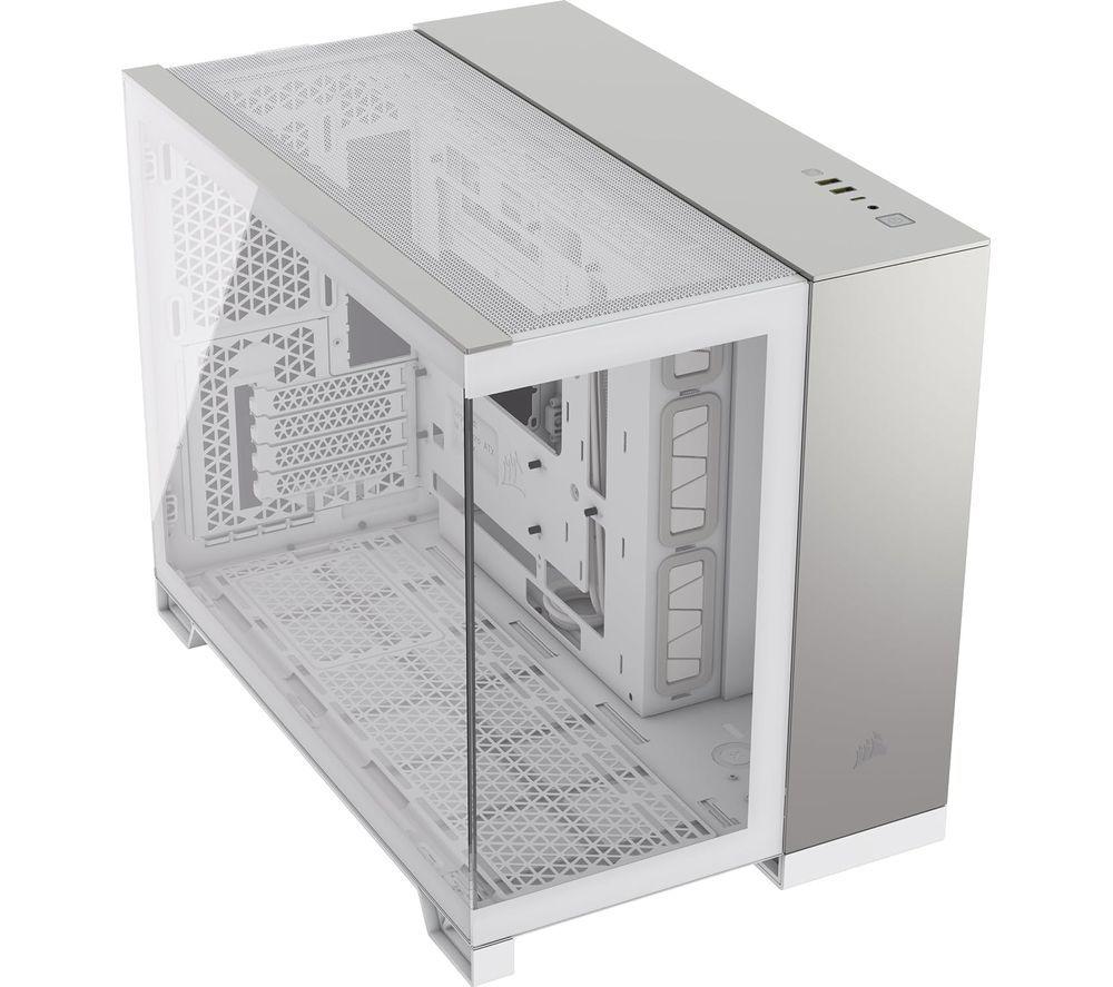 CORSAIR iCUE LINK 2500X RGB Micro-ATX Mid Tower PC Case – White & Satin Gray Aluminum