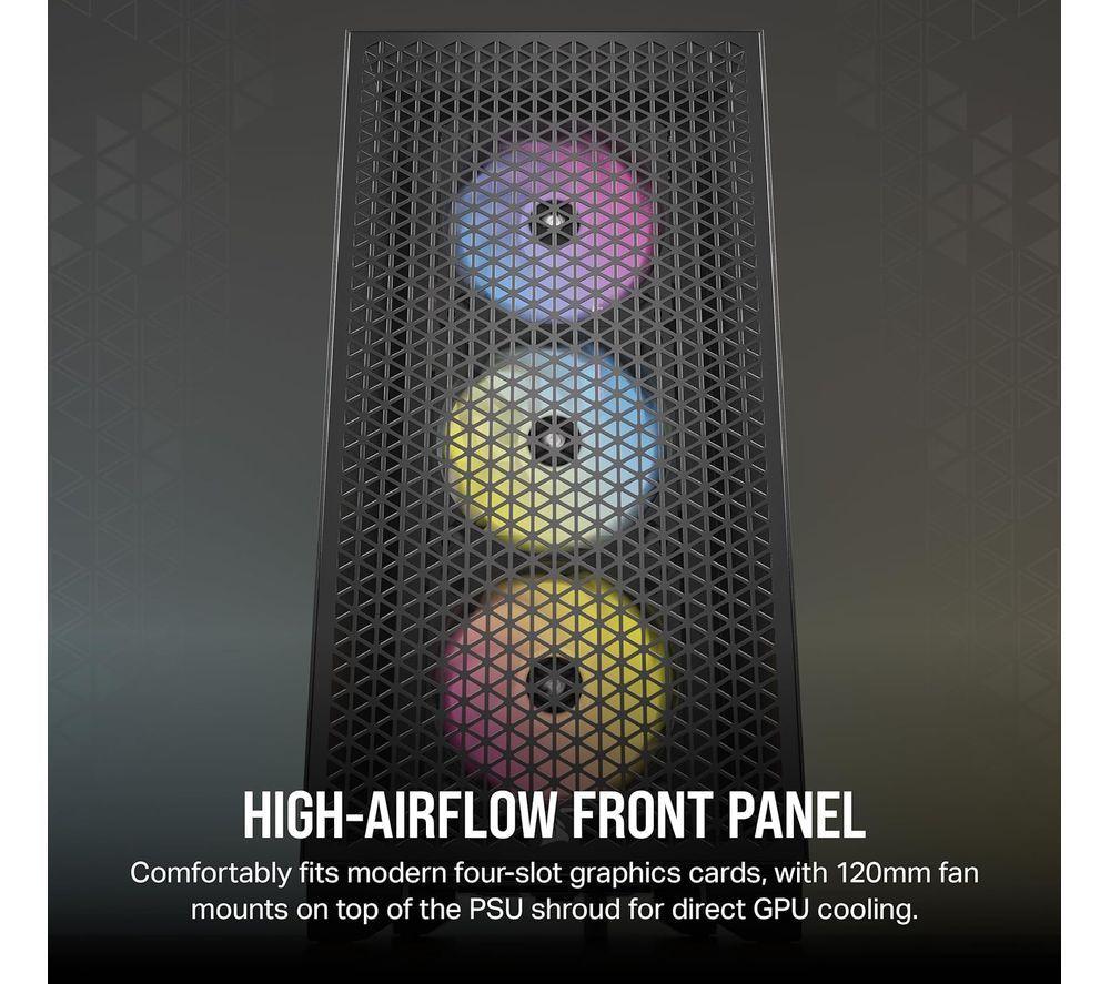 CORSAIR 3000D RGB Airflow ATX Mid Tower PC Case - Black image number 2 of 2