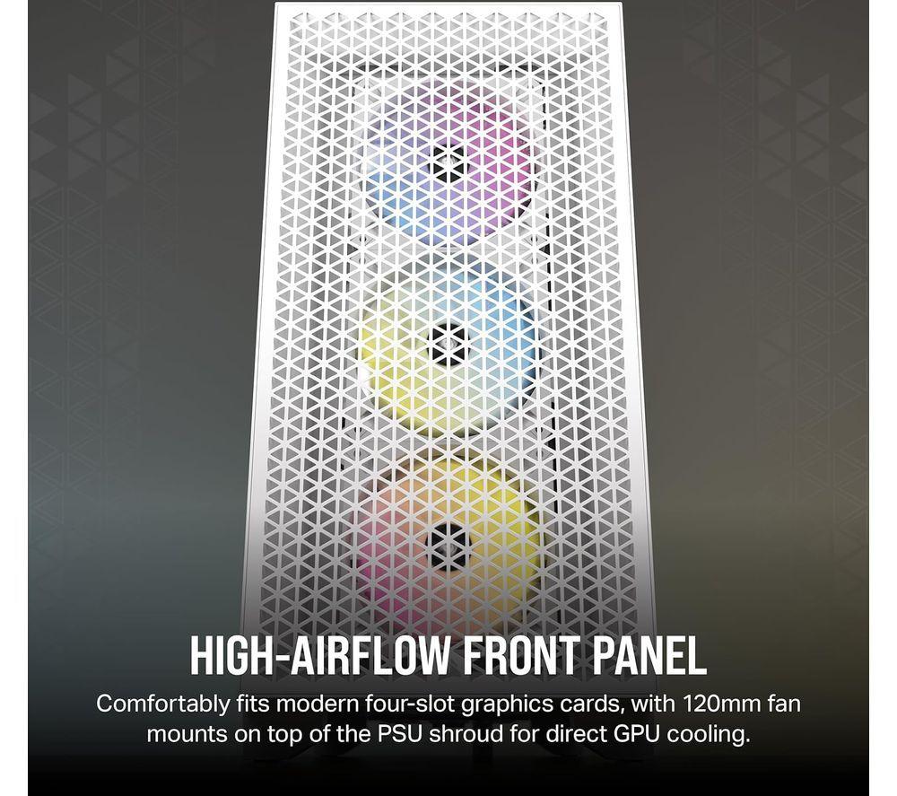 CORSAIR 3000D RGB Airflow ATX Mid-Tower PC Case - White image number 2 of 2