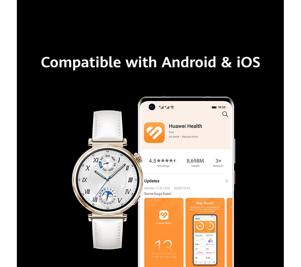 HUAWEI Watch GT 5 - Gold, White Leather Strap, 41 mm image number 7 of 8