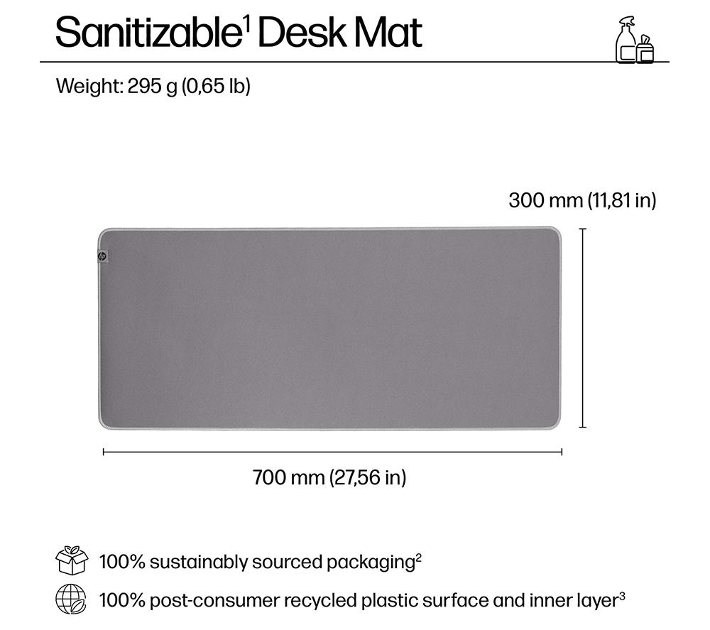 HP 200 Sanitizable Desk Mat - Grey image number 5 of 8