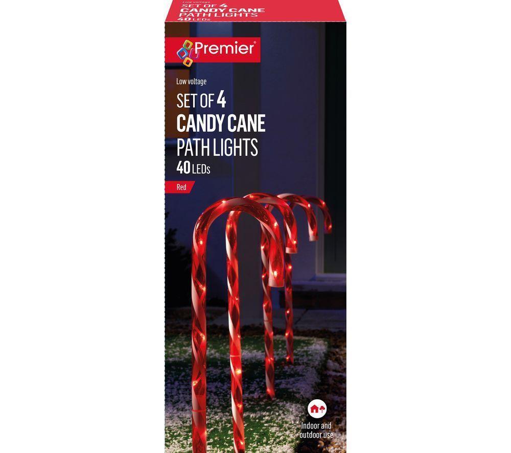 PREMIER Candy Cane Path Light with 40 Red LEDs - 62 cm