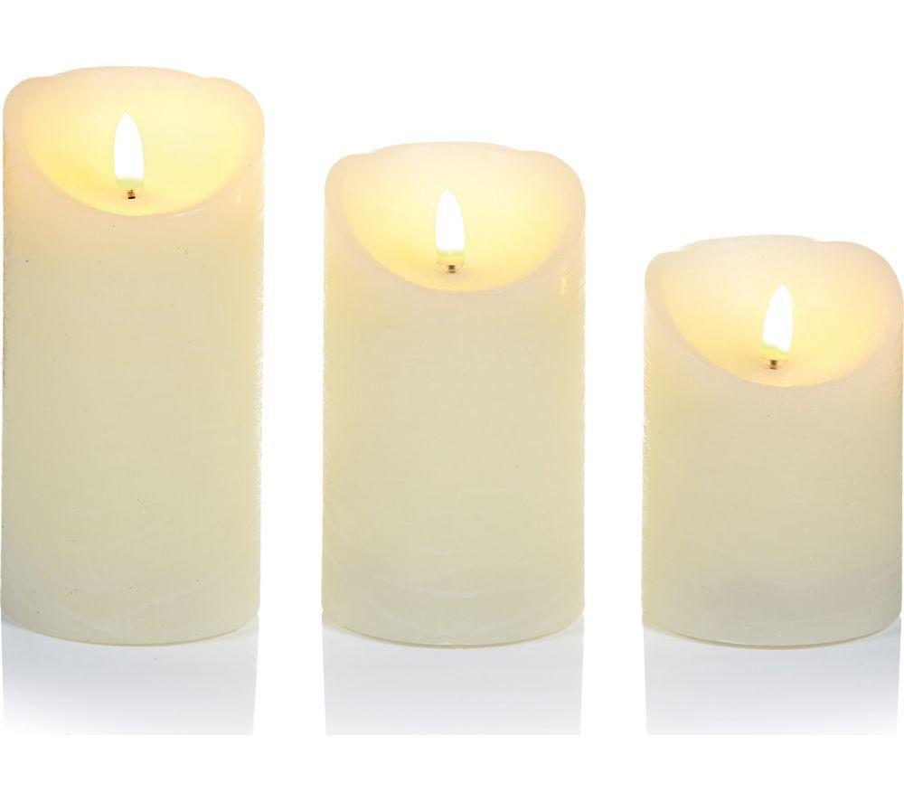 PREMIER FlickaBright LED Candles - Cream, Set of 3