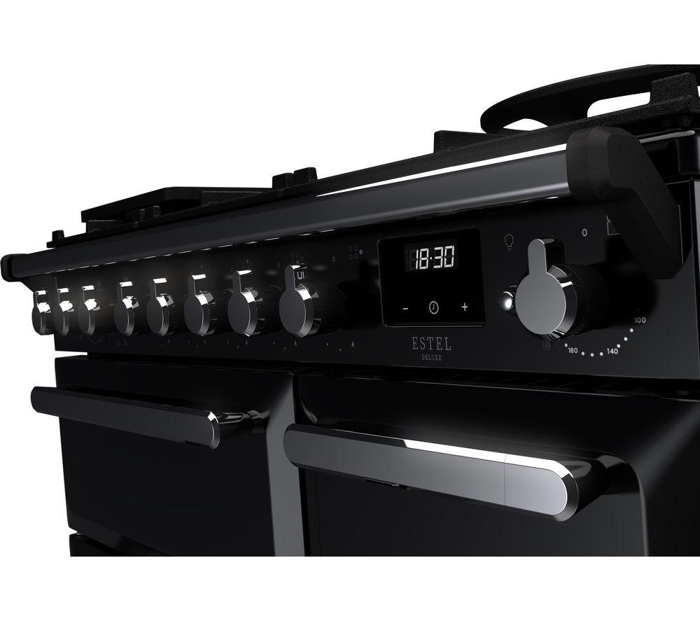 RANGEMASTER ESDL90DFPGBL/CM1 Estel Deluxe 90cm Dual Fuel Range Cooker - Black & Chrome image number 2 of 2