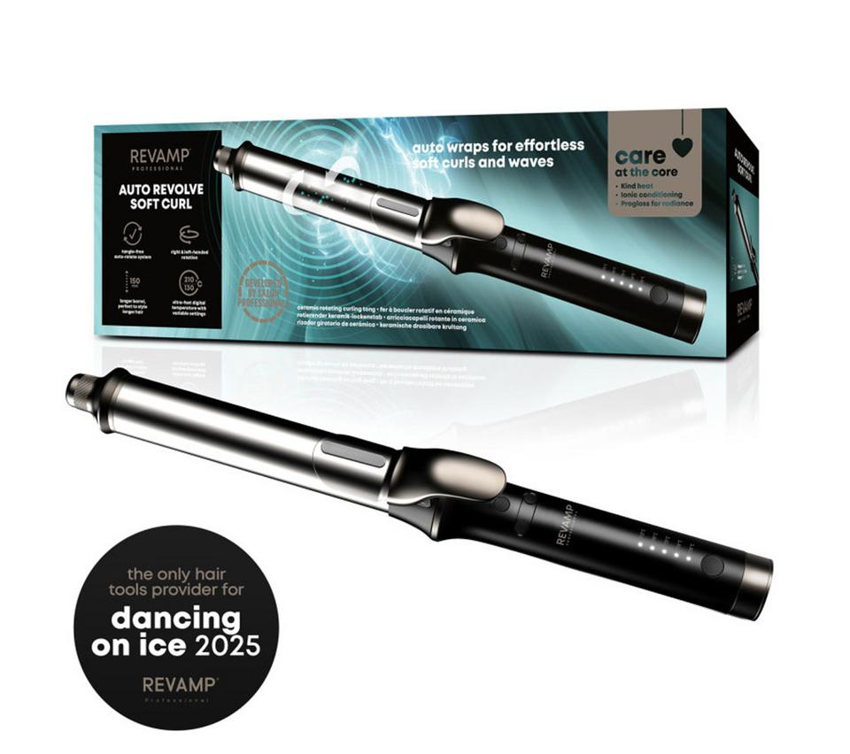 REVAMP Auto Revolve Soft Curl Ceramic Rotating Curling Tong - Black