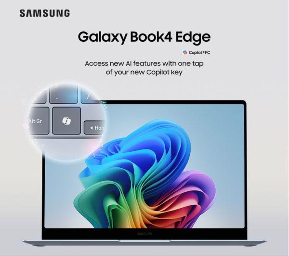 SAMSUNG Galaxy Book4 Edge 16" Refurbished Laptop, Copilot+ PC - Snapdragon X Elite, 512 GB SSD, Sapphire Blue (Very Good Condition) image number 3 of 13