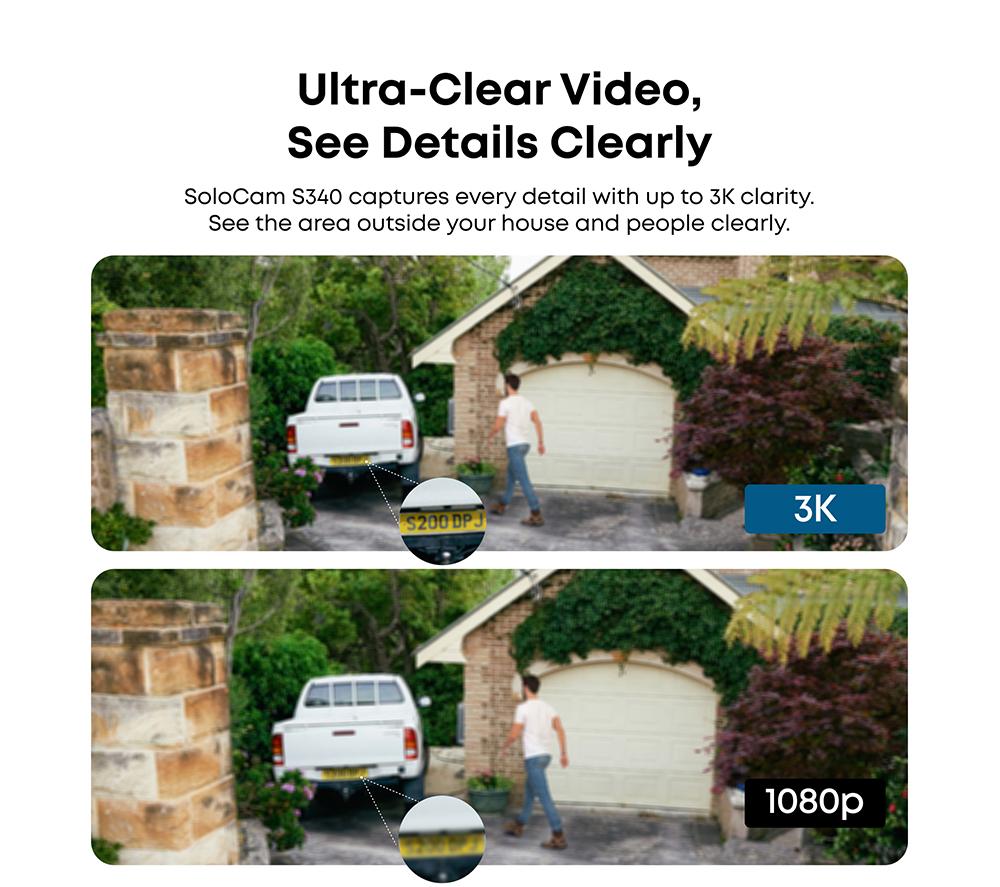 EUFY SoloCam S340 3K WiFi Security Camera with Solar Panel - 8 GB image number 3 of 7