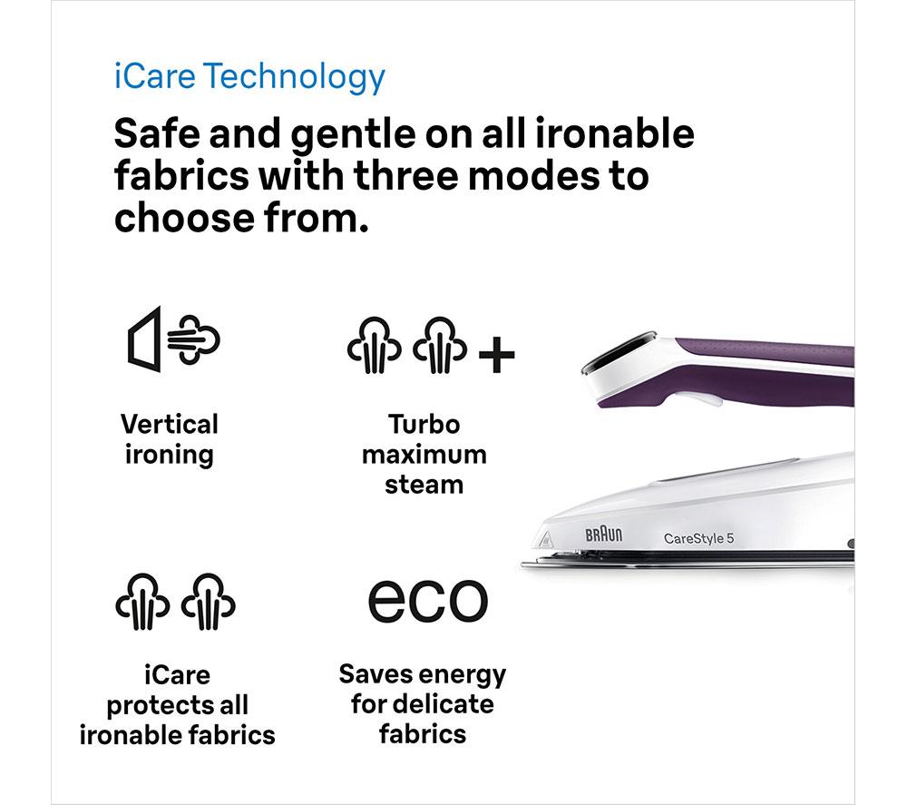 BRAUN CareStyle 5 IS5247VI Steam Generator Iron - White & Violet image number 2 of 7
