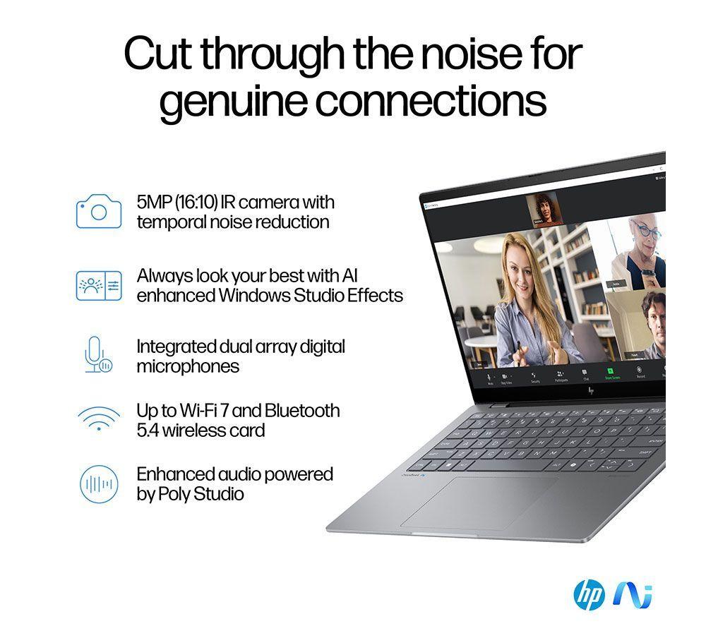 HP OmniBook X 14" Refurbished Laptop, Copilot+ PC - Snapdragon X Elite, 1 TB SSD, Silver (Excellent Condition) image number 8 of 19