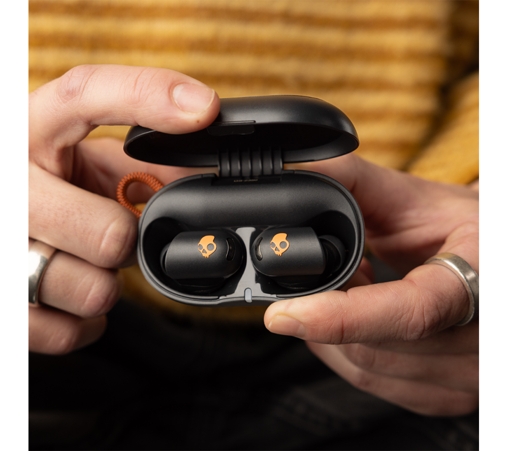 SKULLCANDY Sesh ANC Active Wireless Bluetooth Noise-Cancelling Earbuds - True Black & Orange image number 5 of 7