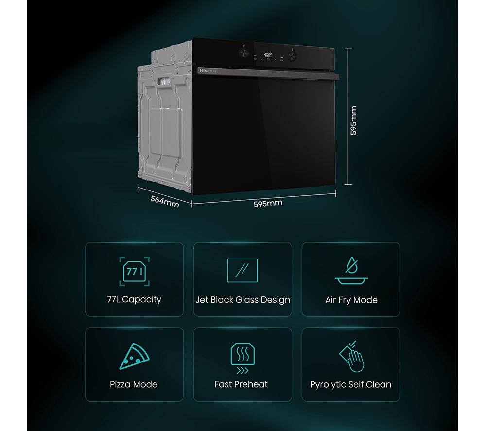 HISENSE Hi4 BlackLine BI64221PDBG Electric Pyrolytic Oven - Jet Black image number 2 of 15