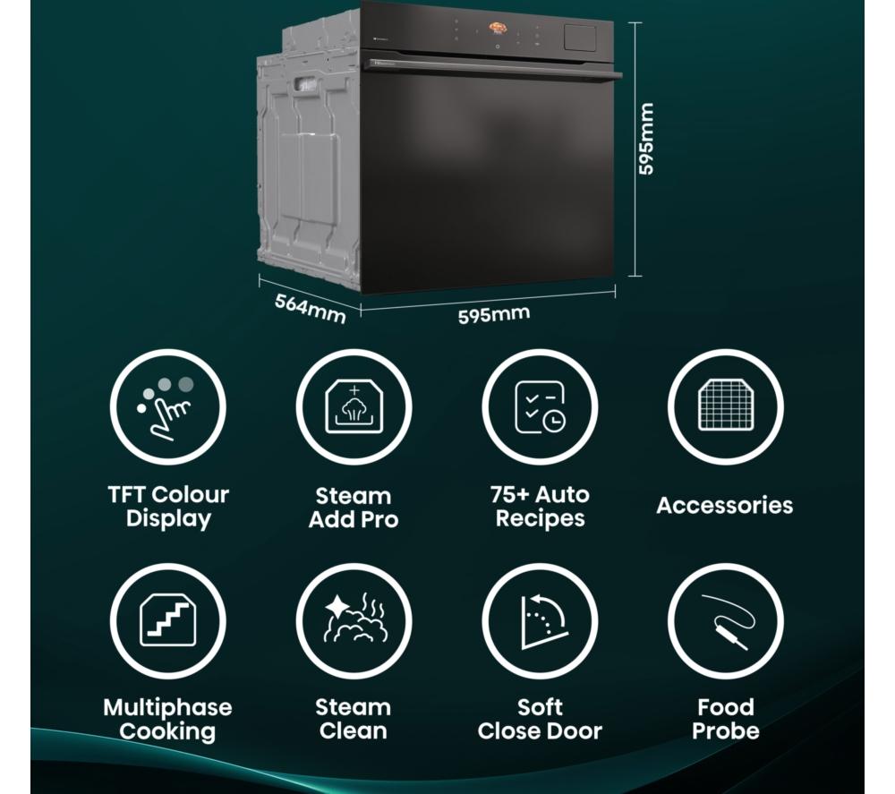 HISENSE Hi8 BlackLine BAS6AH8BUKWF Electric Steam Smart Oven - Jet Black image number 2 of 23