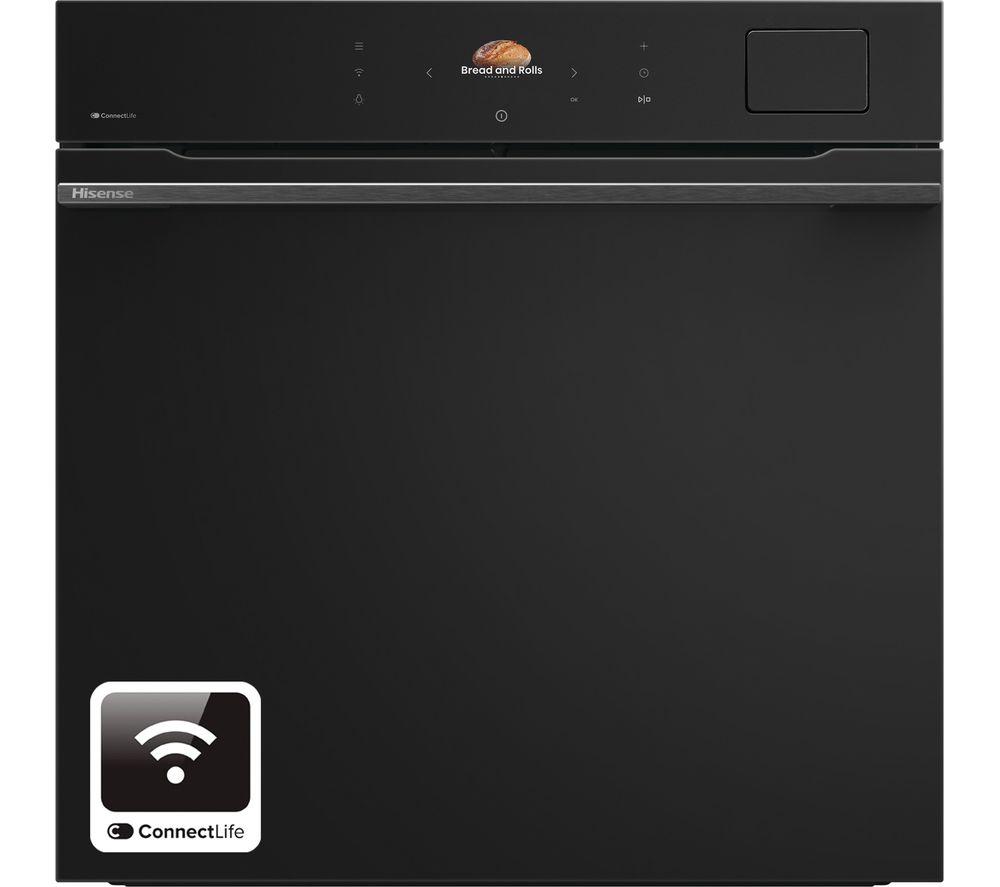 Hisense Hi8 BlackLine BAS6PH8BUKWF Electric Pyrolytic Steam Smart Oven – Jet Black, Black