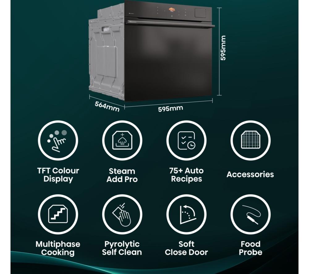 HISENSE Hi8 BlackLine BAS6PH8BUKWF Electric Pyrolytic Steam Smart Oven - Jet Black image number 2 of 20