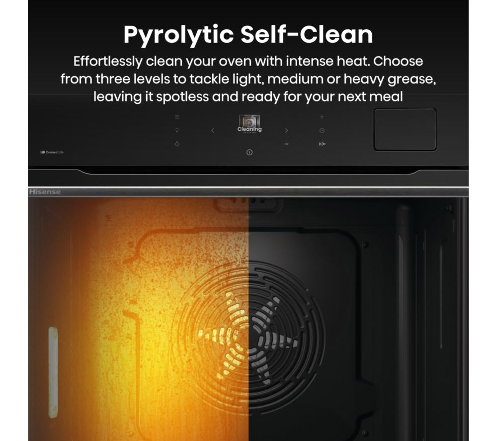HISENSE Hi8 BlackLine BAS6PH8BUKWF Electric Pyrolytic Steam Smart Oven - Jet Black image number 8 of 20