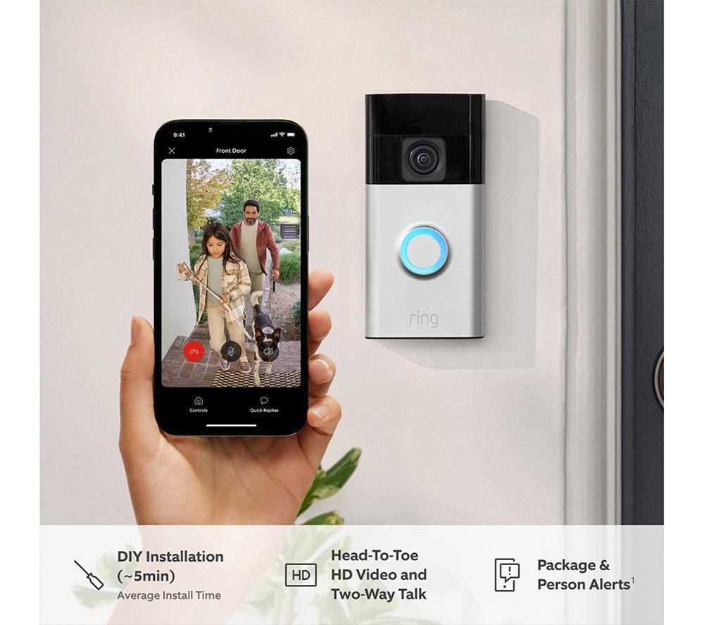 RING Battery Video Doorbell with Chime (2nd Gen) - Satin Nickel image number 3 of 7
