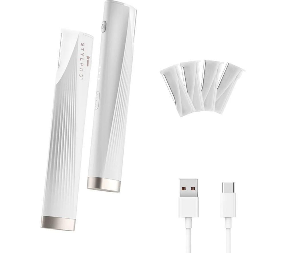 STYLPRO 2-in-1 Light Up Sonic Face Dermaplane Facial Exfoliator - White image number 2 of 7