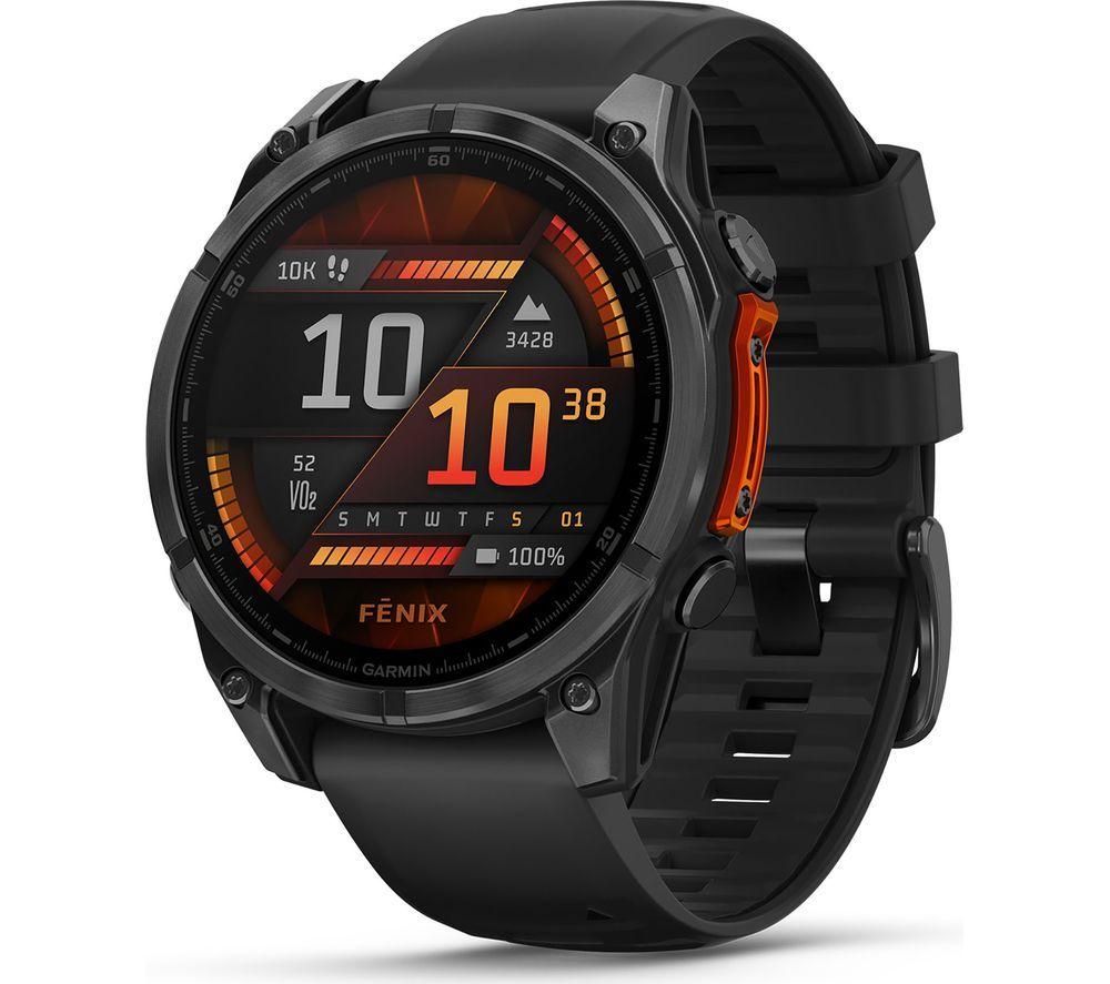 GARMIN fenix 8 AMOLED Smart Watch - Slate Grey & Black, 47 mm, Black,Silver/Grey