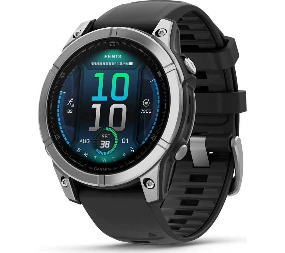 GARMIN fenix E AMOLED Smart Watch - Stainless Steel & Black, 47 mm, Stainless Steel