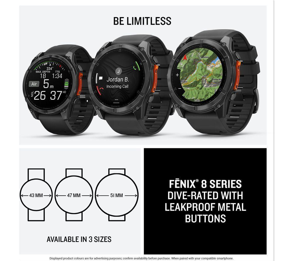 GARMIN fenix 8 AMOLED Smart Watch - Slate Grey & Black, 51 mm image number 6 of 8