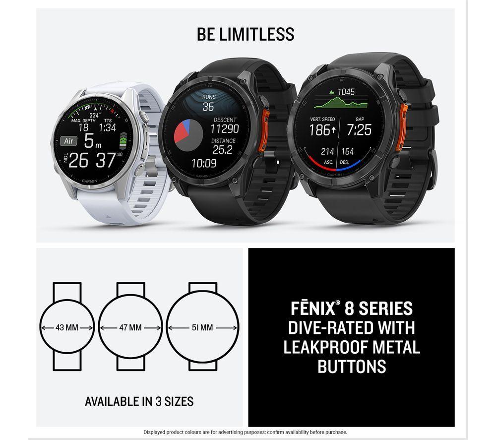 GARMIN fenix 8 AMOLED Smart Watch - Silver & Whitestone, 43 mm image number 7 of 9