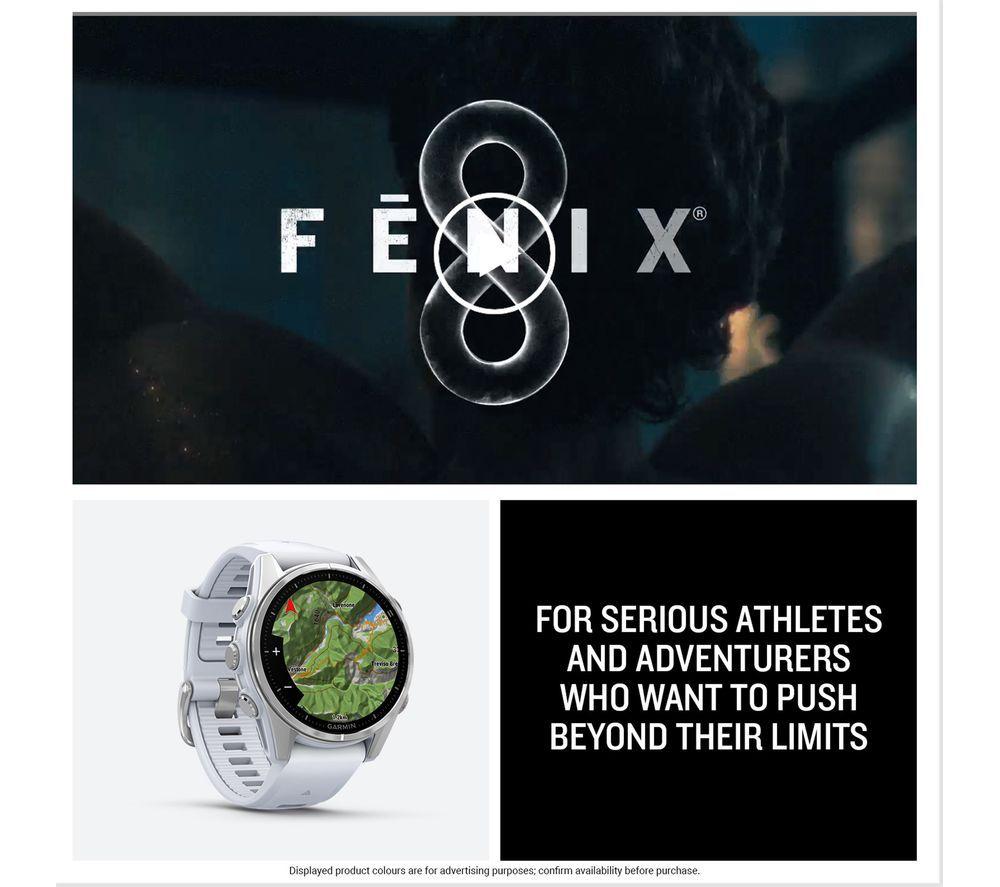 GARMIN fenix 8 AMOLED Smart Watch - Silver & Whitestone, 43 mm image number 8 of 9