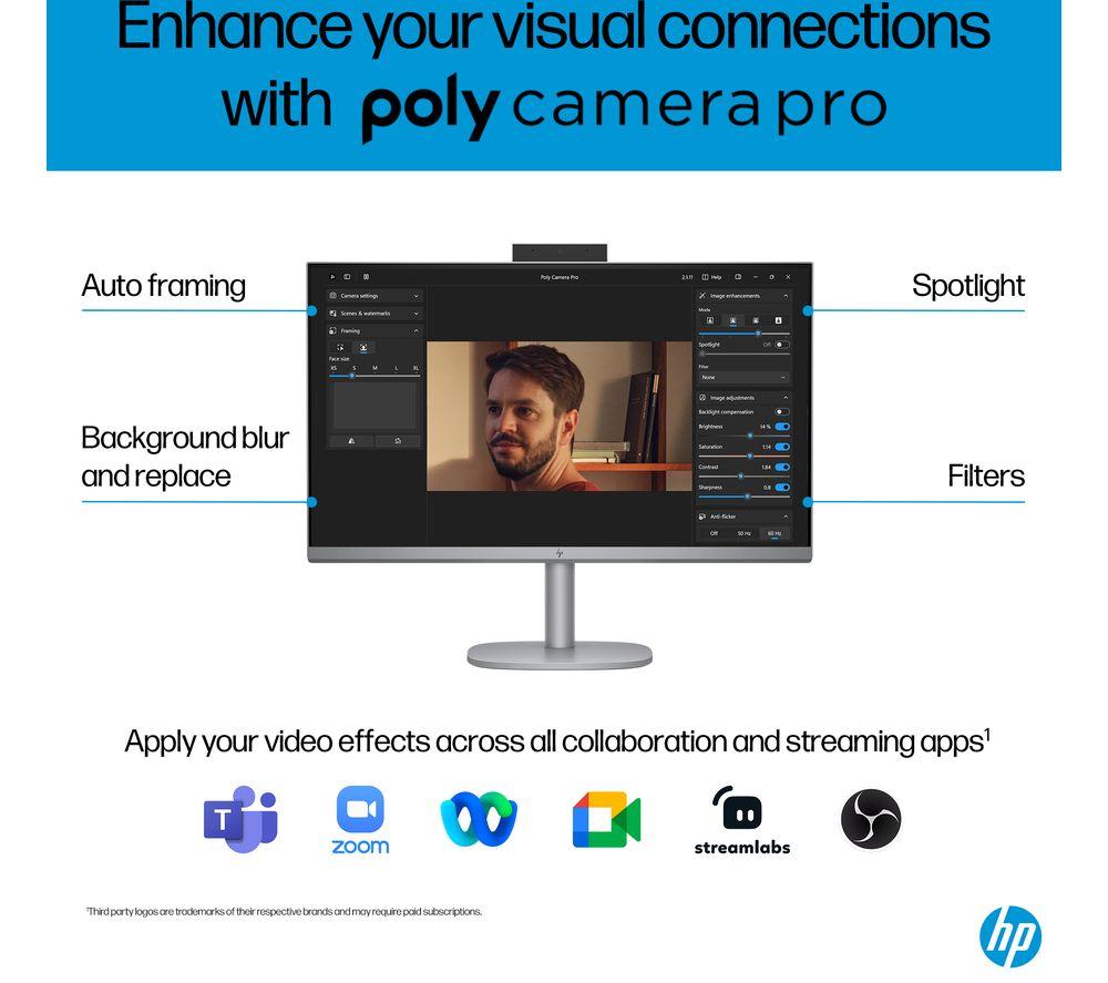 HP OmniStudio X 27-cs0003na 27" All-in-One PC - Intel&reg; Core&trade; Ultra 7, 1 TB SSD, Silver image number 8 of 26