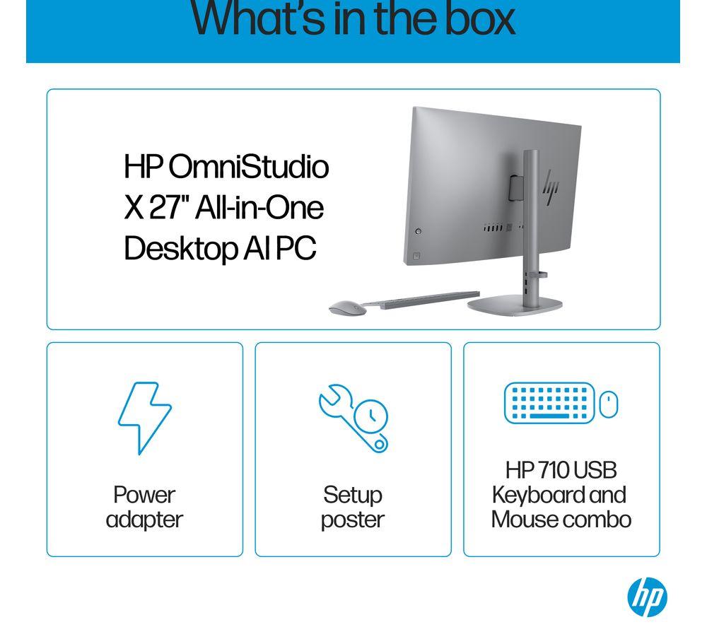 HP OmniStudio X 27-cs0003na 27" All-in-One PC - Intel&reg; Core&trade; Ultra 7, 1 TB SSD, Silver image number 15 of 26