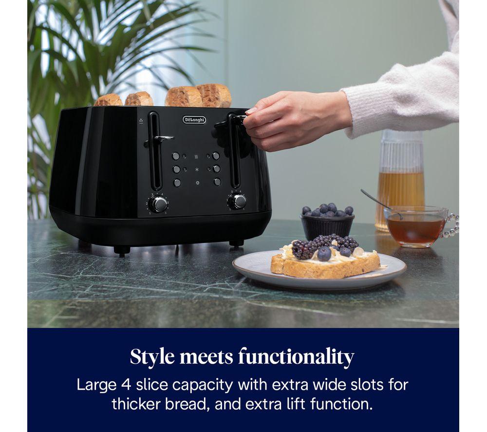 DELONGHI Eclettica CTY4003.BK 4-Slice Toaster - Black image number 3 of 7