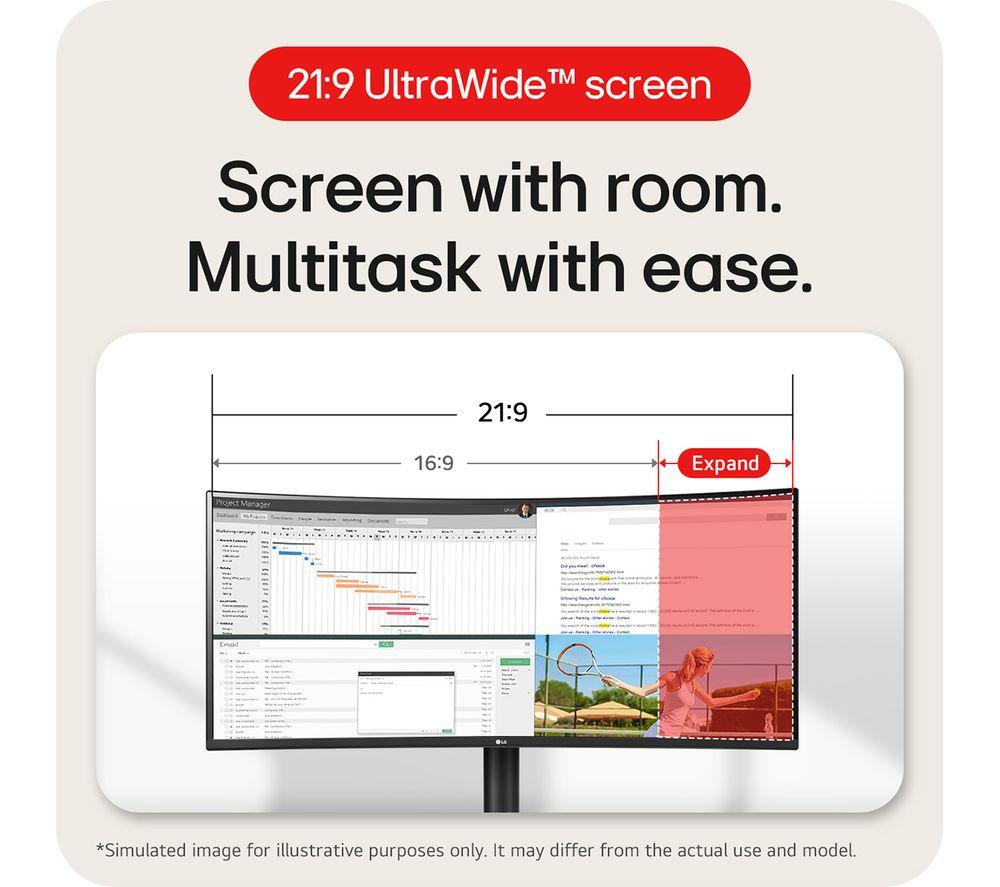 LG UltraWide 34WR55QK-B.AEK Quad HD 34" Curved VA LCD Monitor - Black image number 12 of 12