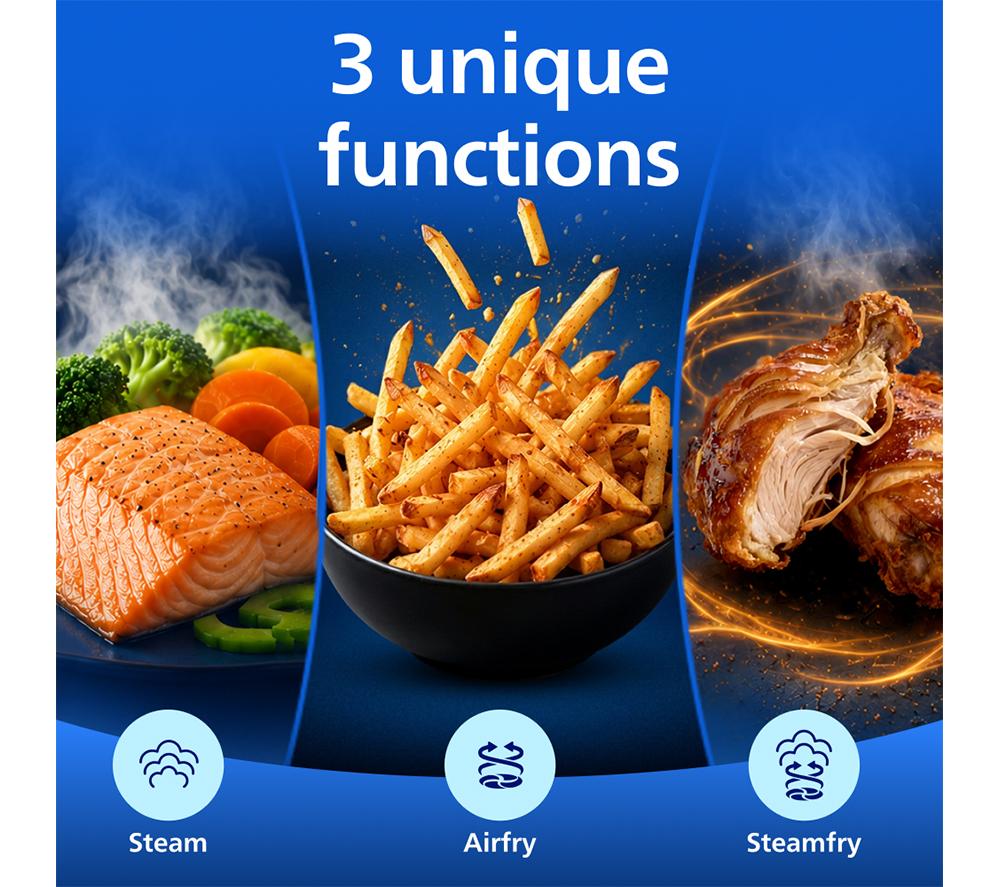 PHILIPS 5000 Series 9L NA555/09 Dual Basket Steam Air Fryer &ndash; Silver image number 5 of 16