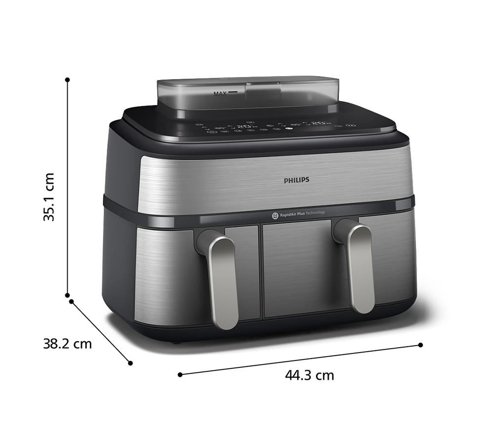 PHILIPS 5000 Series 9L NA555/09 Dual Basket Steam Air Fryer &ndash; Silver image number 15 of 16
