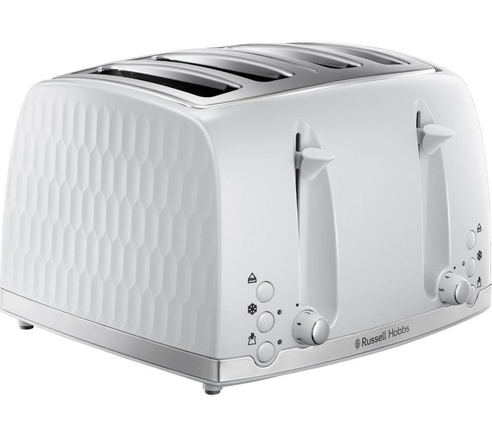RUSSELL HOBBS Honeycomb 4-Slice Toaster - White