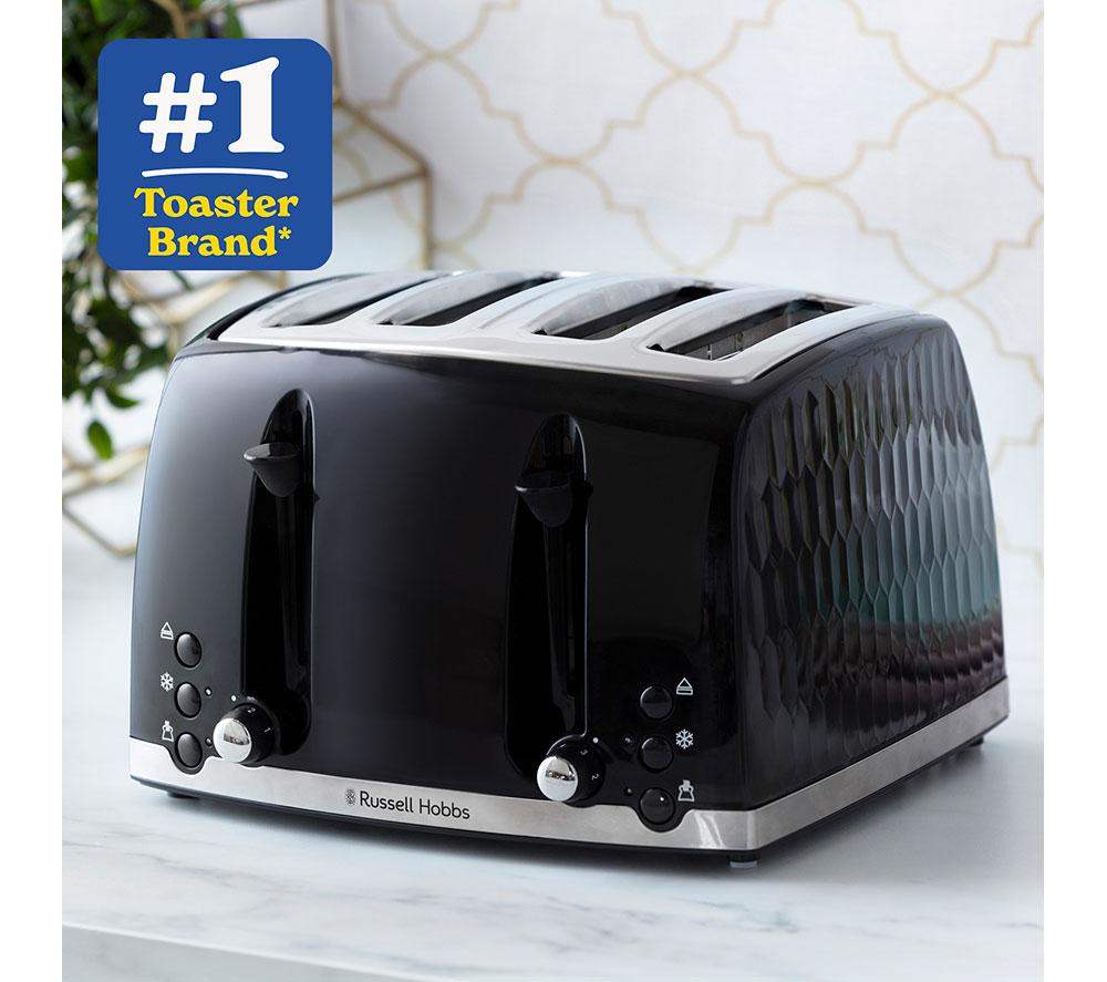 RUSSELL HOBBS Honeycomb 4-Slice Toaster - Black image number 2 of 8