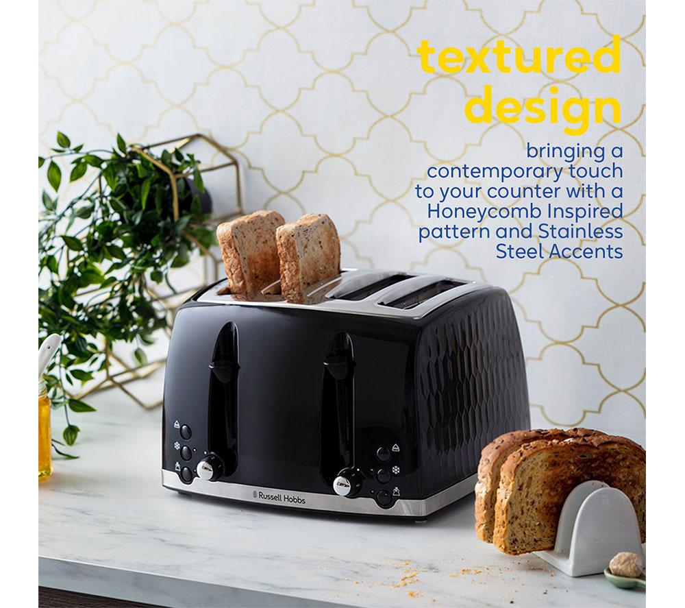 RUSSELL HOBBS Honeycomb 4-Slice Toaster - Black image number 4 of 8